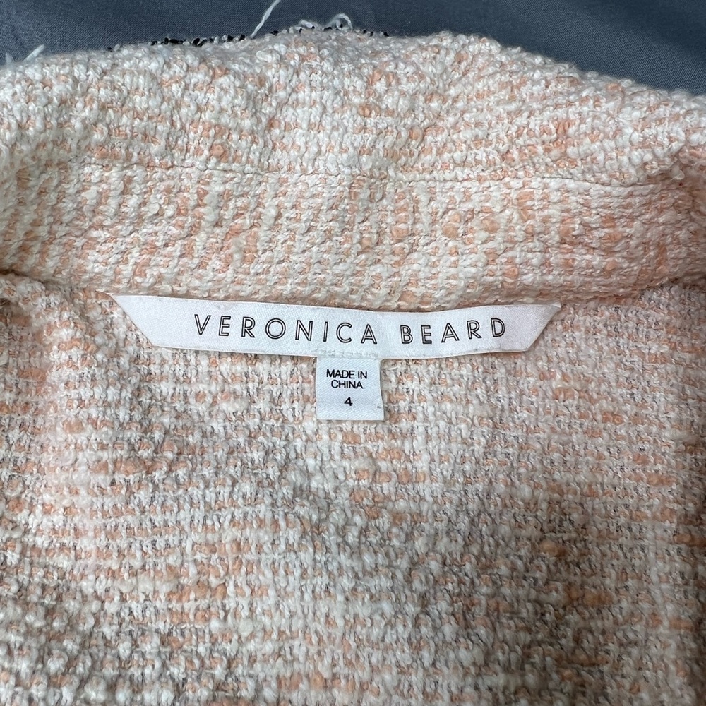 Veronica Beard Cream, Peach and Black Long Sleeve Dress size 4